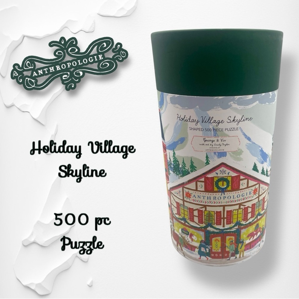 Anthropologie Holiday Village Skyline Puzzle 500 Piece - New in Box - Sealed